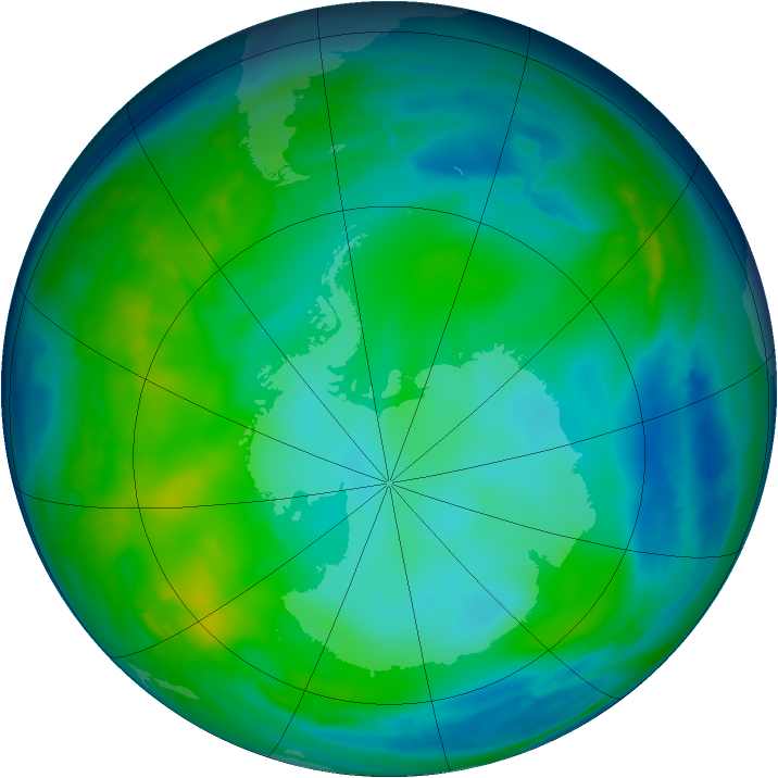 Antarctic ozone map for 05 June 2008